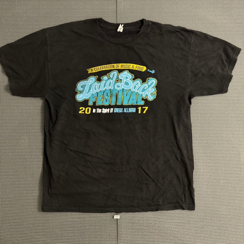 Laid Back Festival 2017 Gregg Allman Tribute T-Shirt XL Black Concert Tee